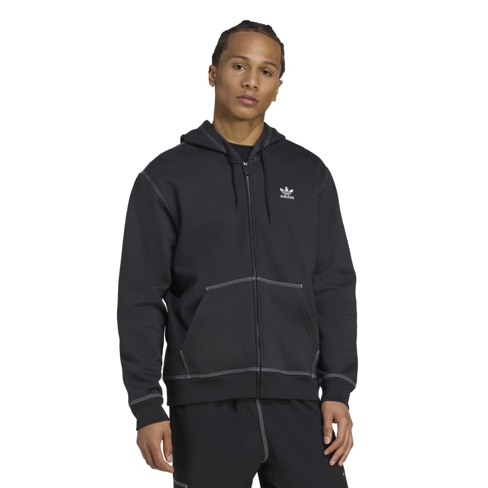 adidas Essentials Trefoil Full-Zip Hoodie - Black
