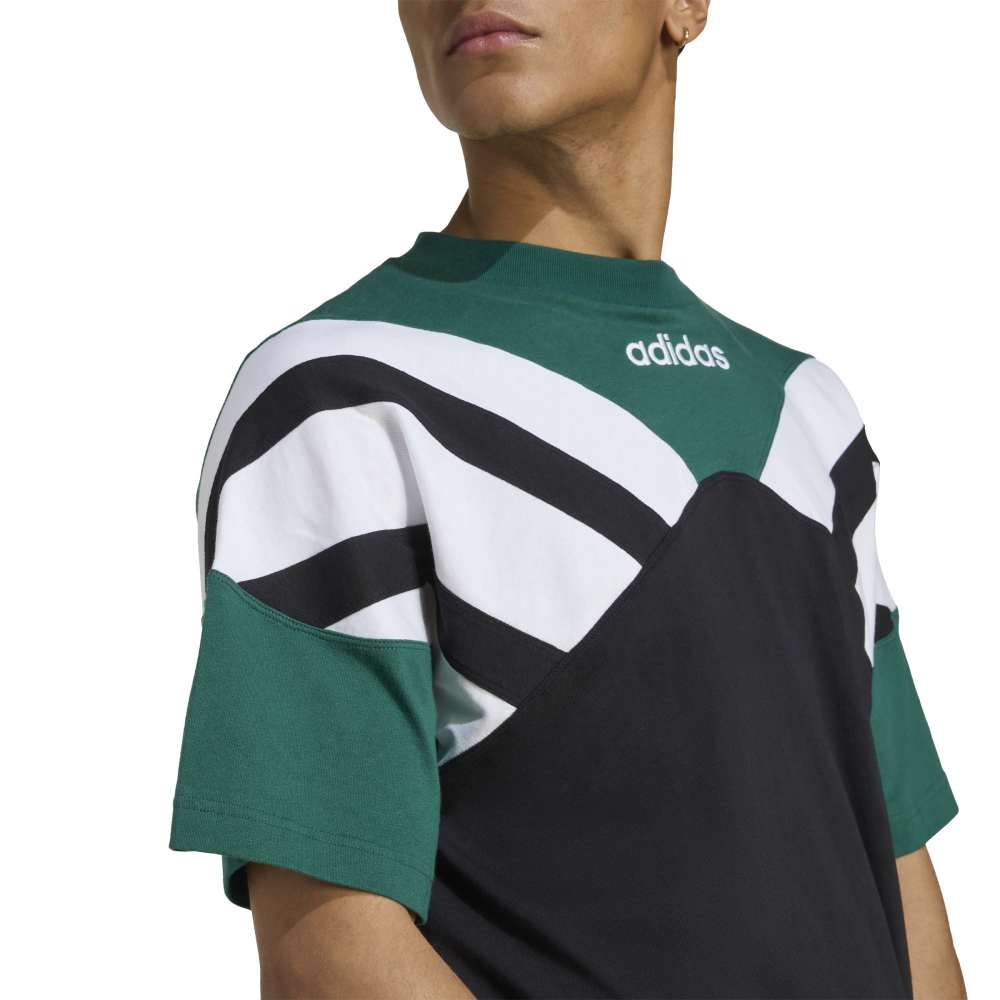 adidas Archive Cutline Tee - Black / Collegiate Green