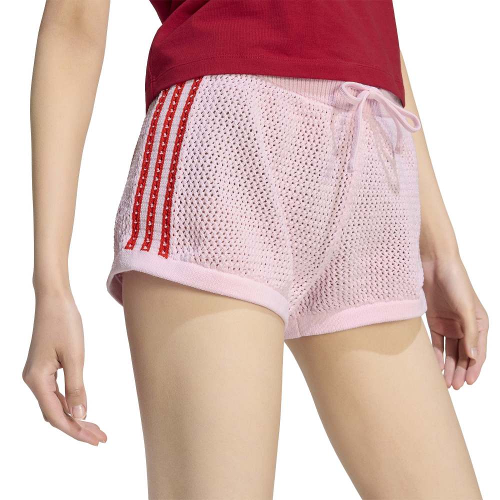 adidas Womens Knitted Crochet Short - Pink / Red