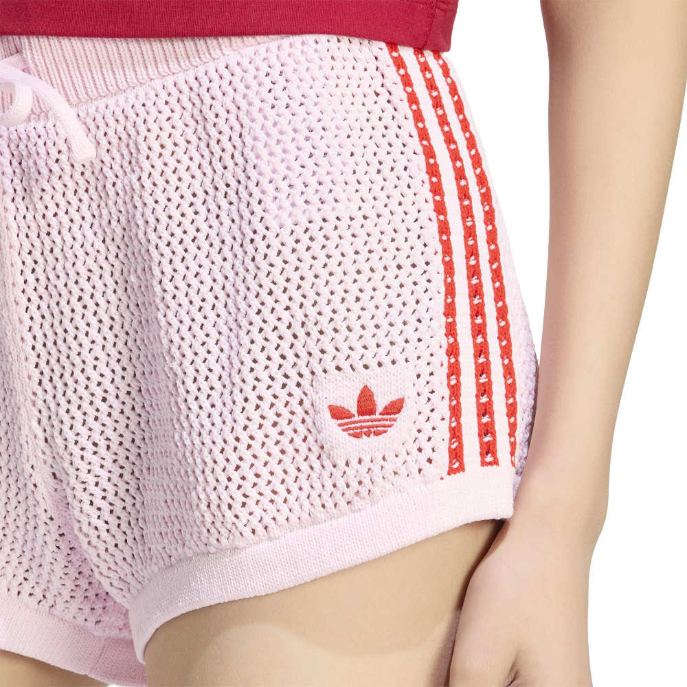 adidas Womens Knitted Crochet Short - Pink / Red