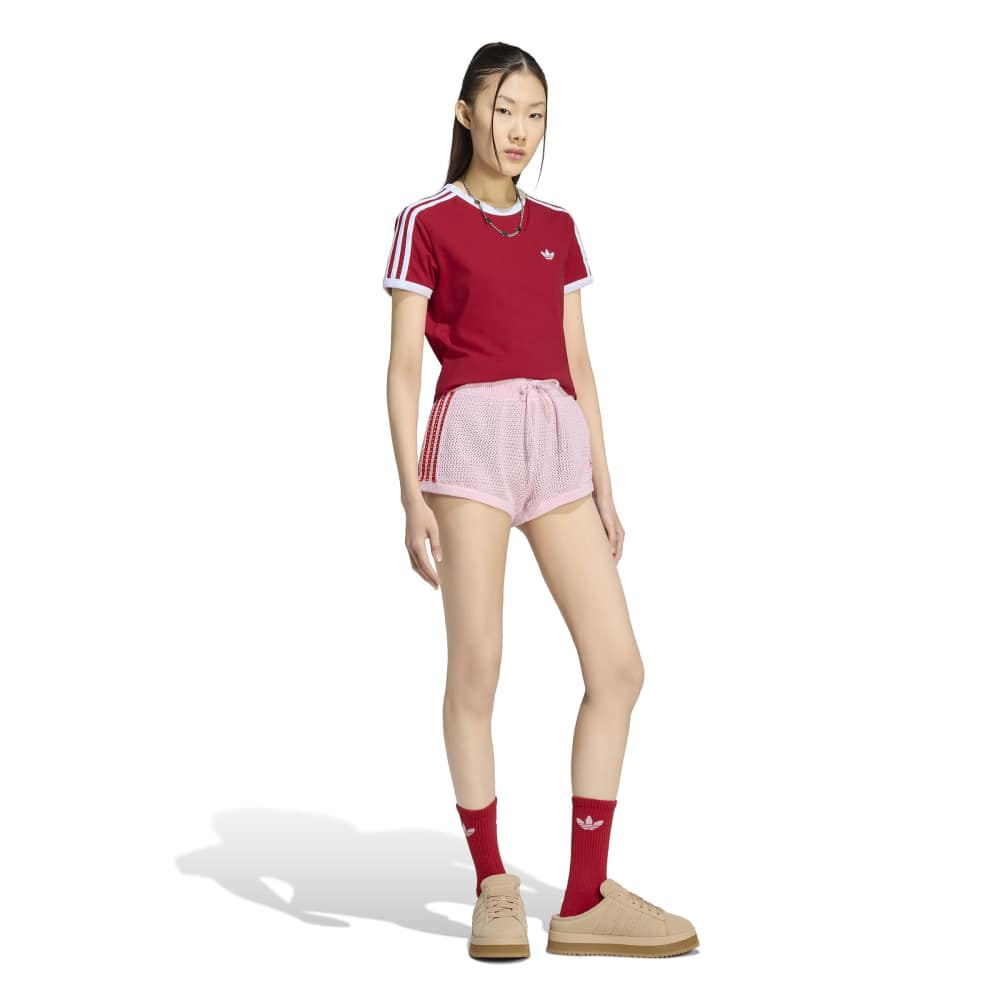 adidas Womens Knitted Crochet Short - Pink / Red