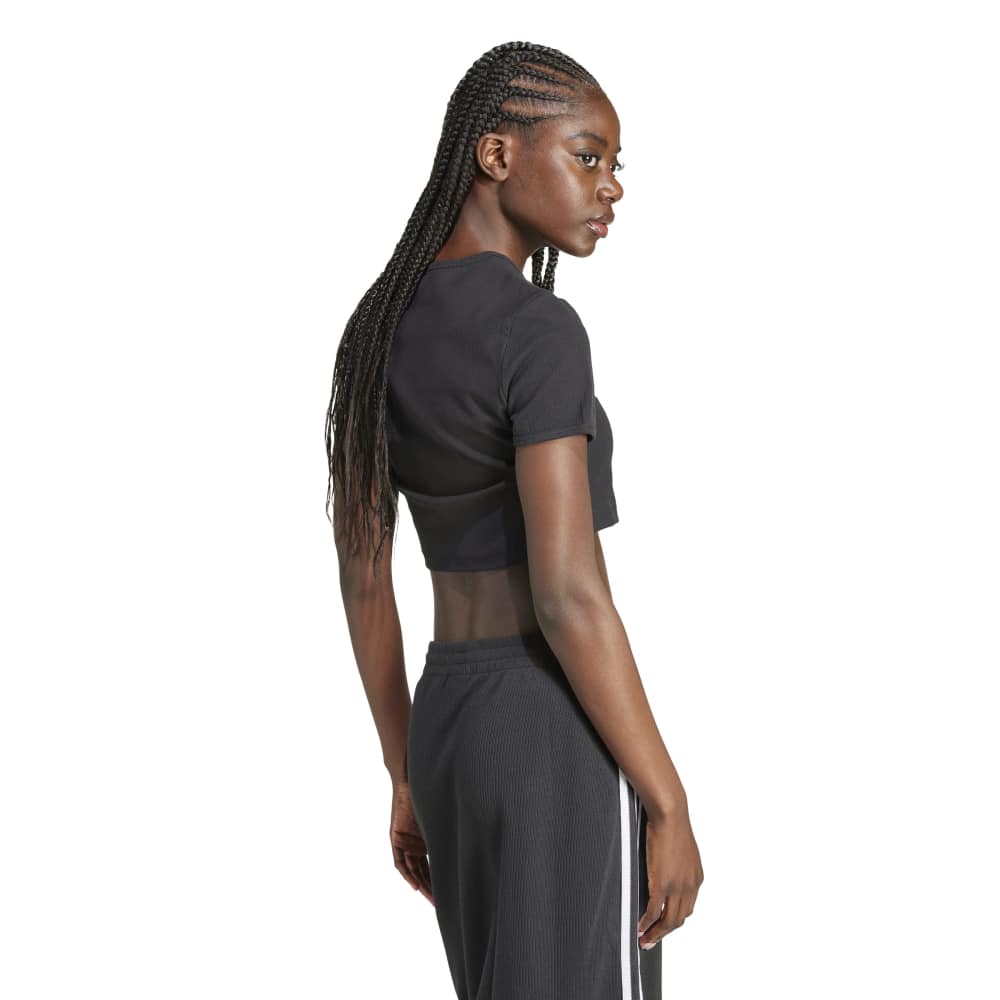 adidas Womens Essentials Ribbed Tee - Black