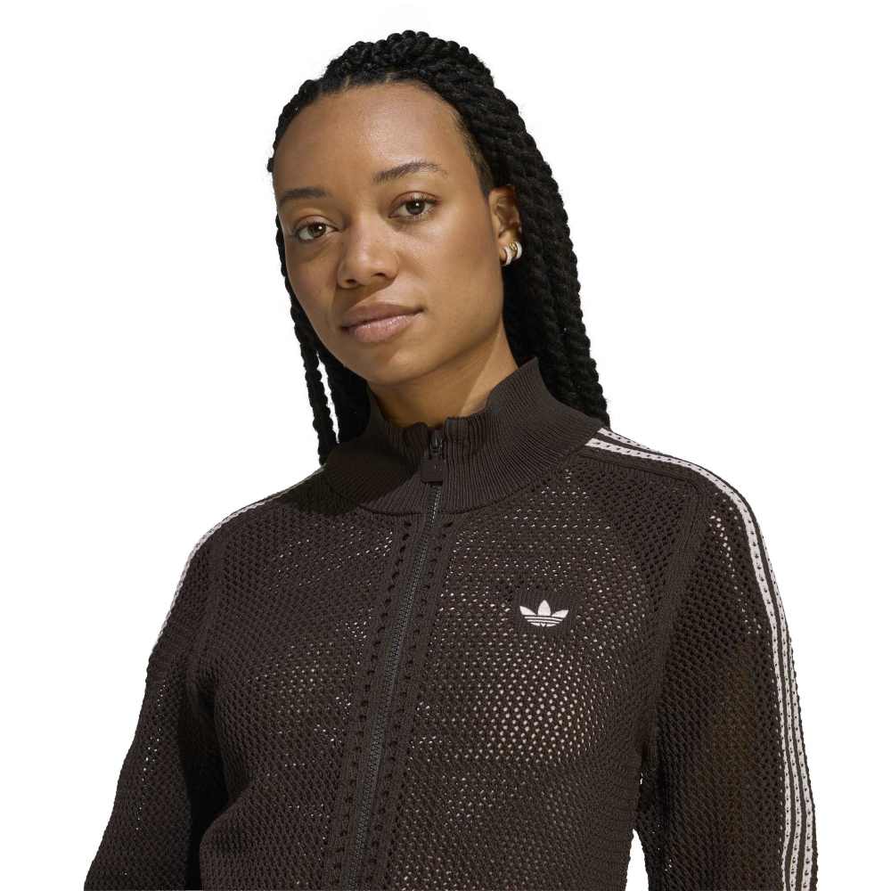 adidas Womens Kitted Crochet Track Top - Aurora Coffee