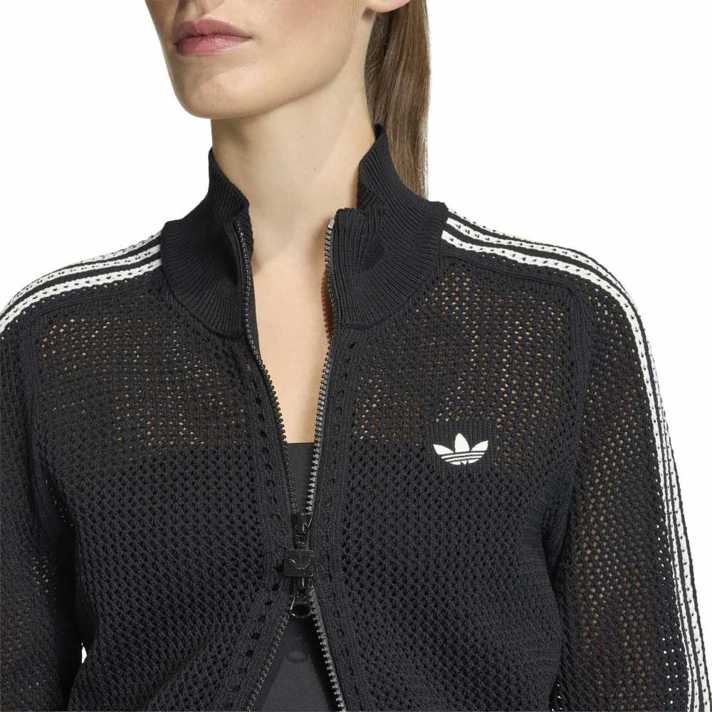 adidas Womens Kitted Crochet Track Top - Black