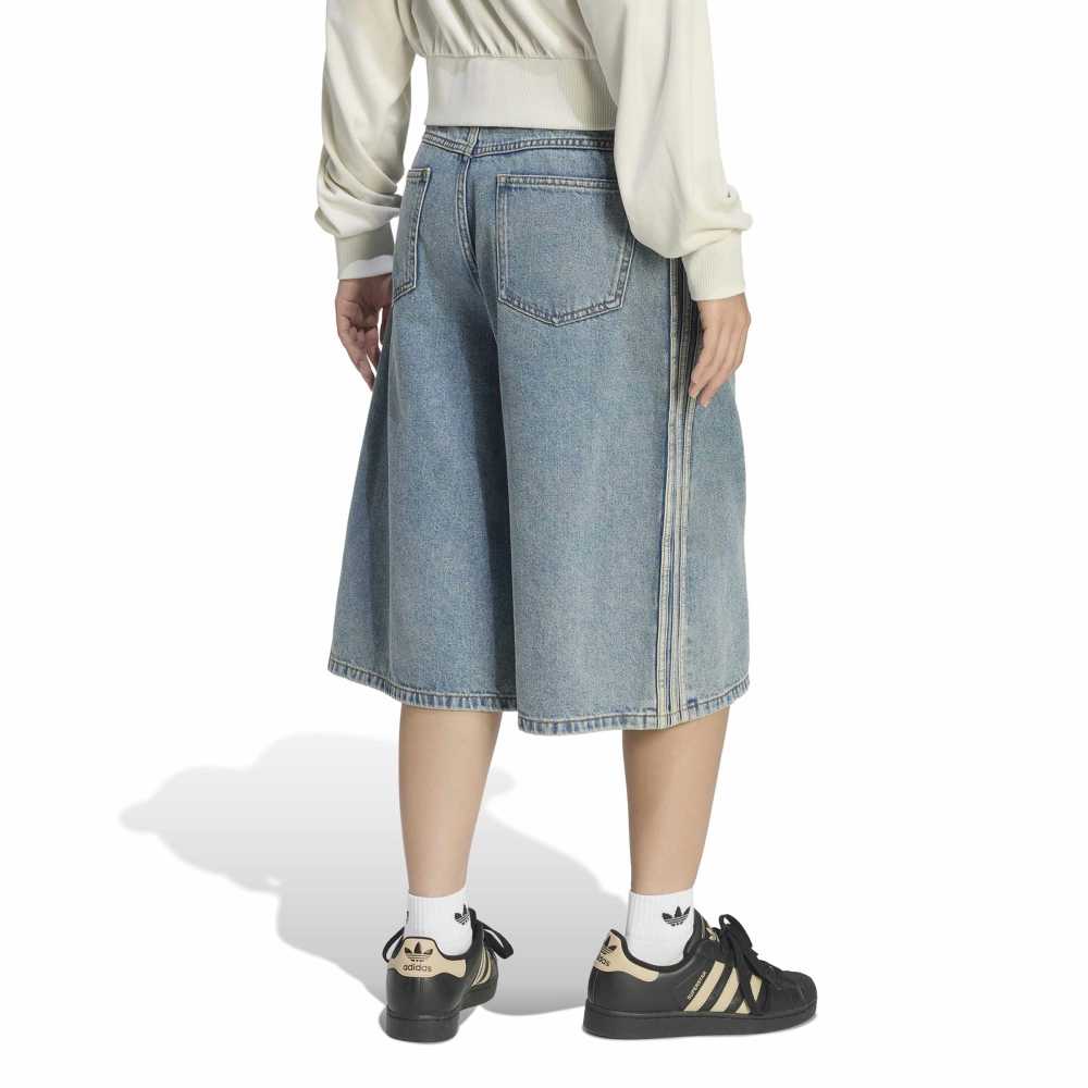 Adidas Womens Mid Rise Denim Jorts - Worn Blue Denim