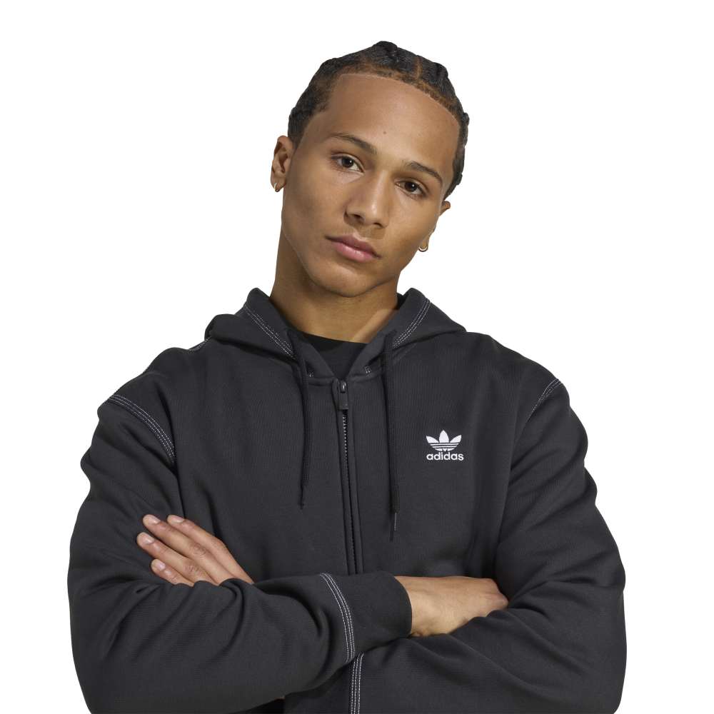 adidas Essentials Trefoil Full-Zip Hoodie - Black