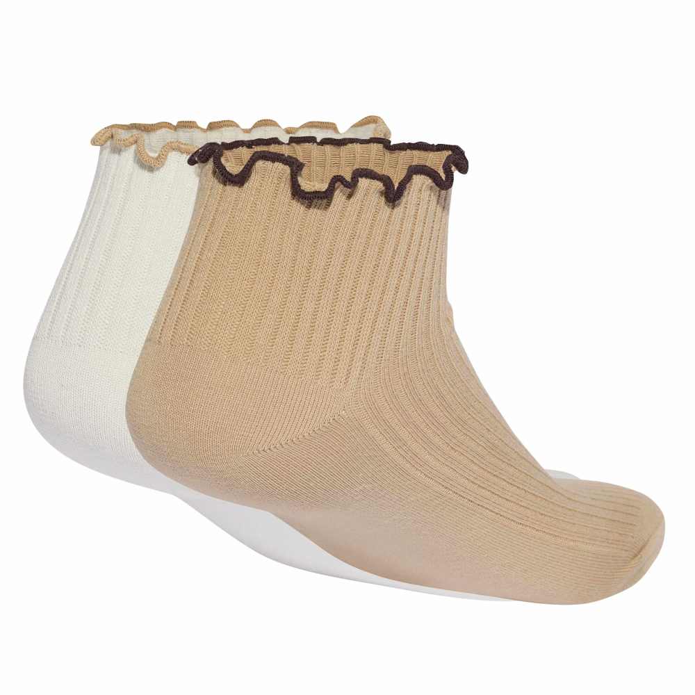 Adidas Ruffle Quarter Socks 2 Pairs - Off White / Magic Beige / Aurora Coffee