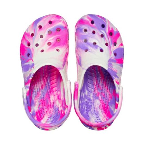 Crocs Kids Classic Glow Marbled Clog - Pink Crush / Multi
