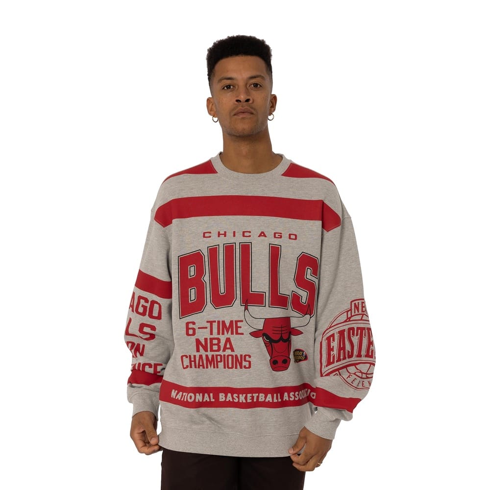 Mitchell & Ness Chicago Bulls Letterform Crew - Grey Marle