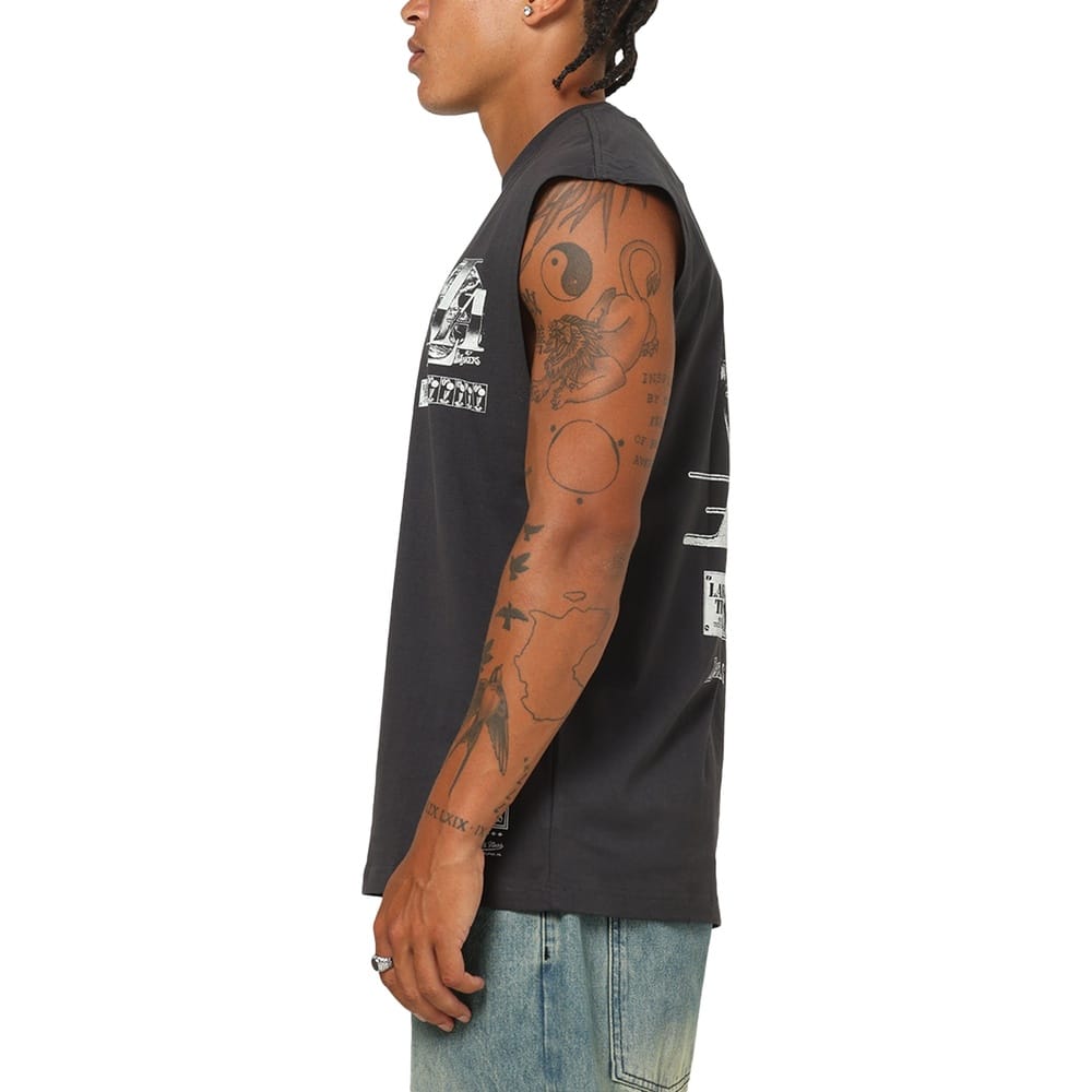 Mitchell & Ness Champ Chrome Muscle Tee Los Angeles Lakers - Washed Black