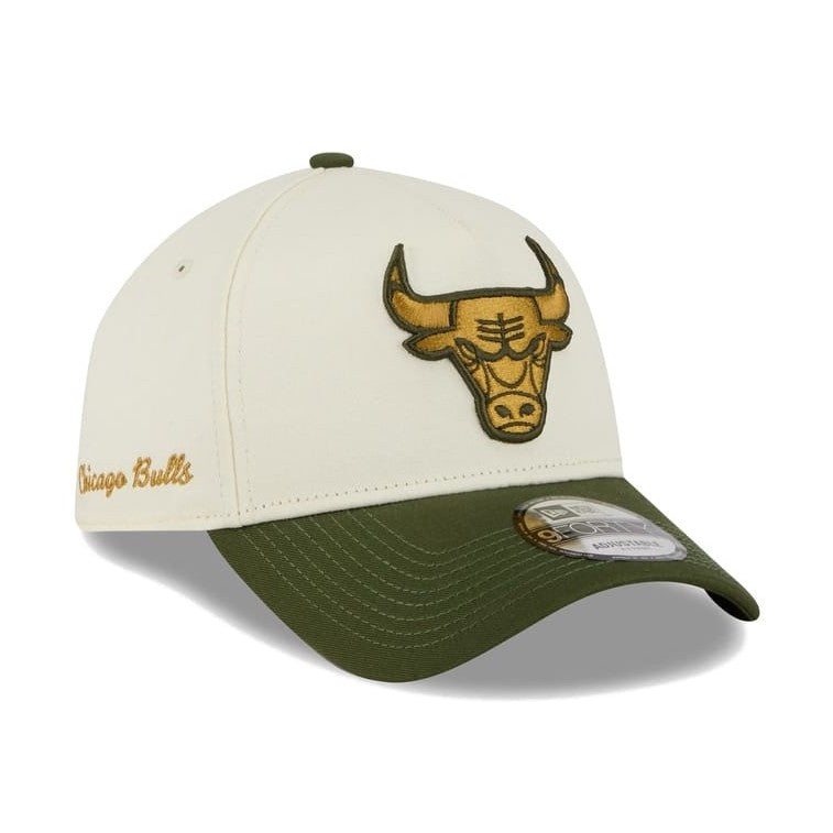 New Era 9FORTY 2 Tone A-Frame Metallic Snapback Chicago Bulls - Off White / Rifle Green
