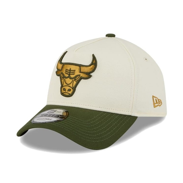 New Era 9FORTY 2 Tone A-Frame Metallic Snapback Chicago Bulls - Off White / Rifle Green