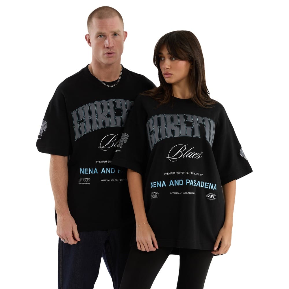 NXP X AFL Carlton Game-On Loopbk Tee - Jet Black