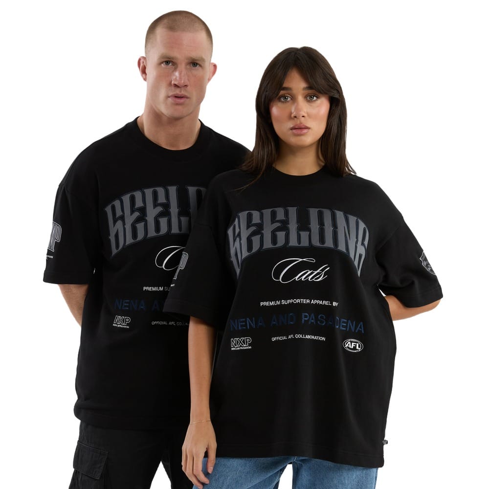 NXP X AFL Geelong Game-On Loopbk Tee - Jet Black
