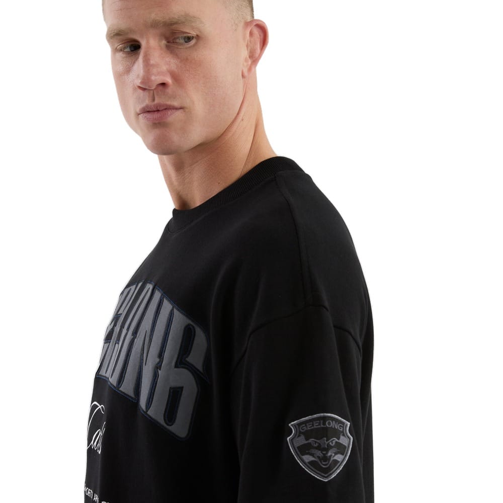 NXP X AFL Geelong Game-On Loopbk Tee - Jet Black