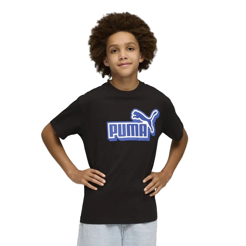 PUMA Youth Essential Logo Relaxed Front Graphic Tee - Black