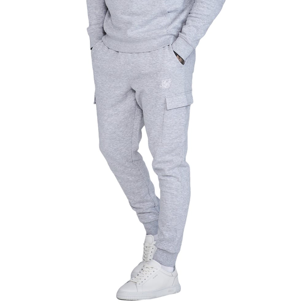 SikSilk Essential Cargo Jogger - Grey Marl