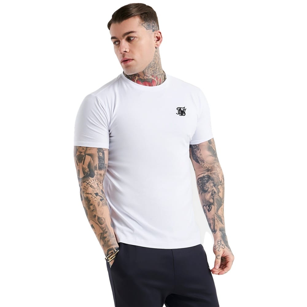 SikSilk Essential Muscle Fit Tee - White