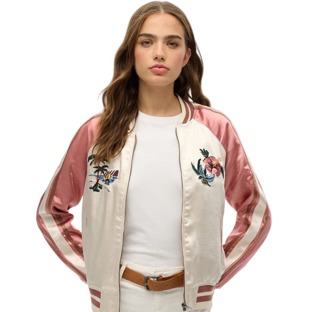Superdry Womens Suikajan Embroidered Bomber - Rice White