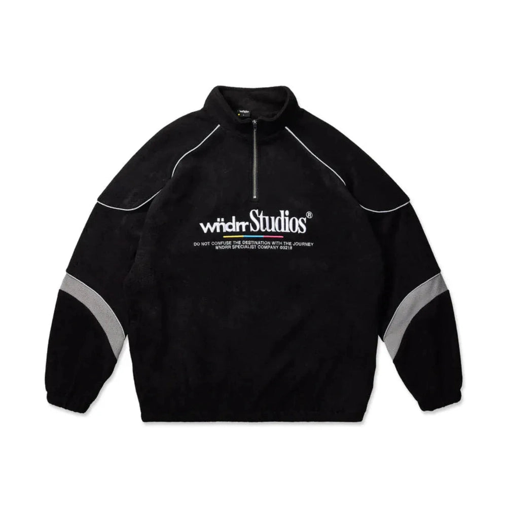 WNDRR Collective 1/4 Zip Polar Fleece Sweat - Black