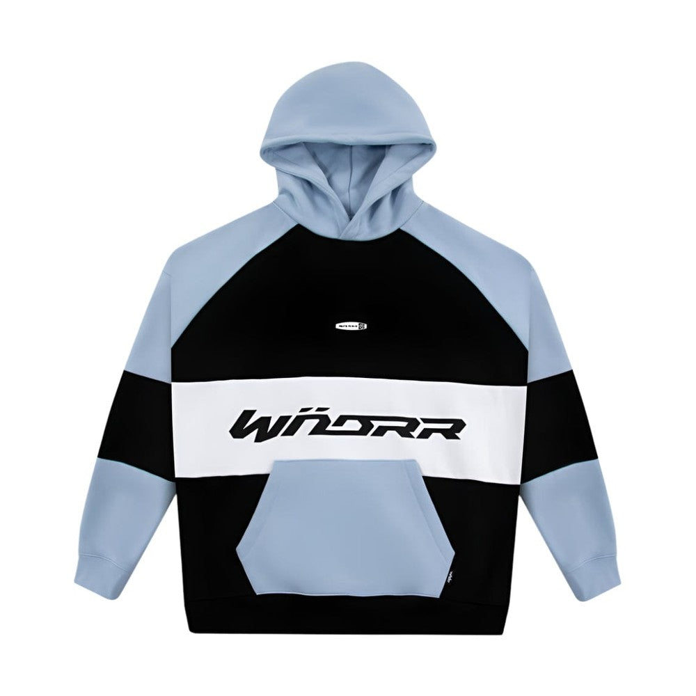 WNDRR Combine Panel Hood Sweat - Black / Air Blue