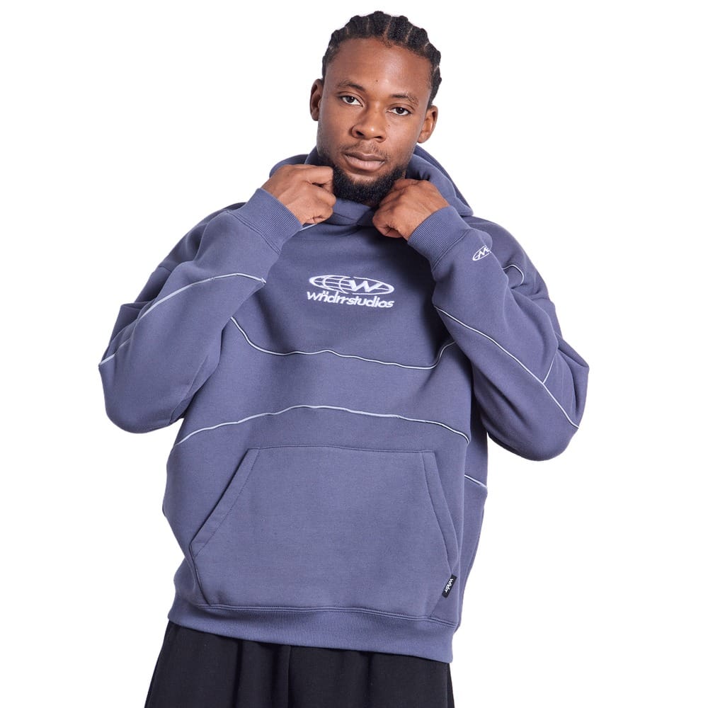 WNDRR Globe Panel Hood Sweat - Storm Blue