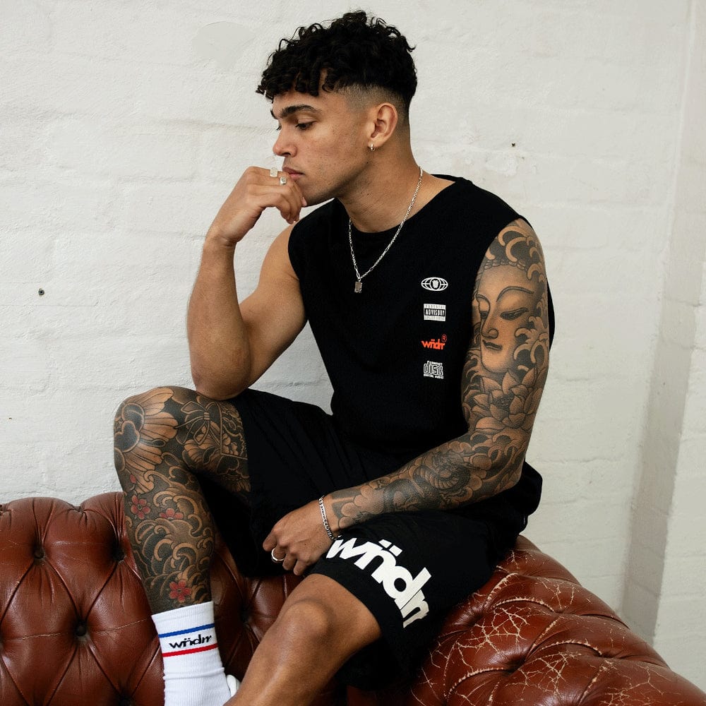 WNDRR High Sign Muscle Top - Black