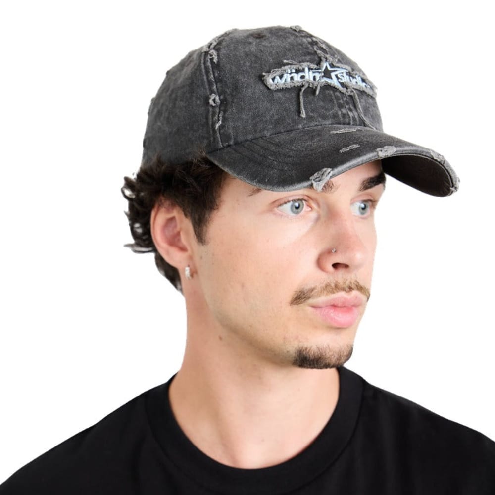 WNDRR Stxr Distressed Cap - Washed Black