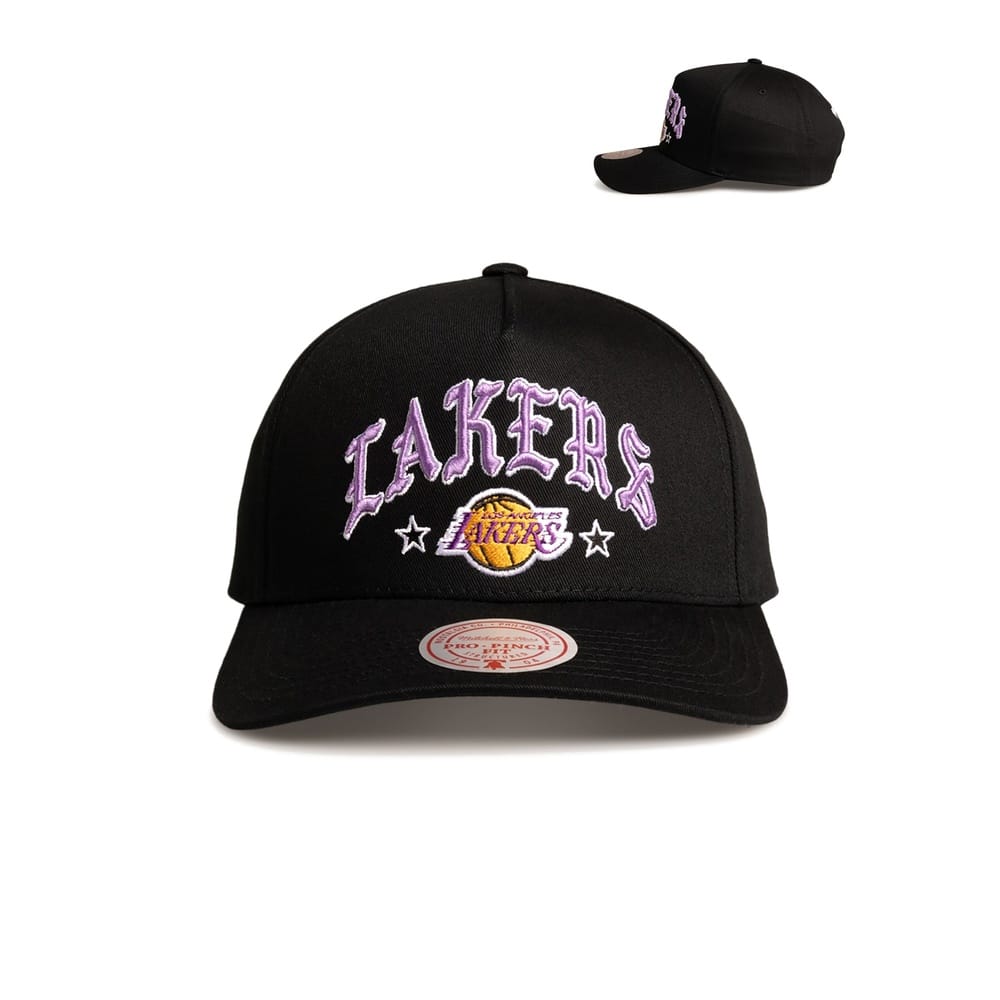 Mitchell & Ness Black Letter Pro Pinch Snapback Los Angeles Lakers - Black