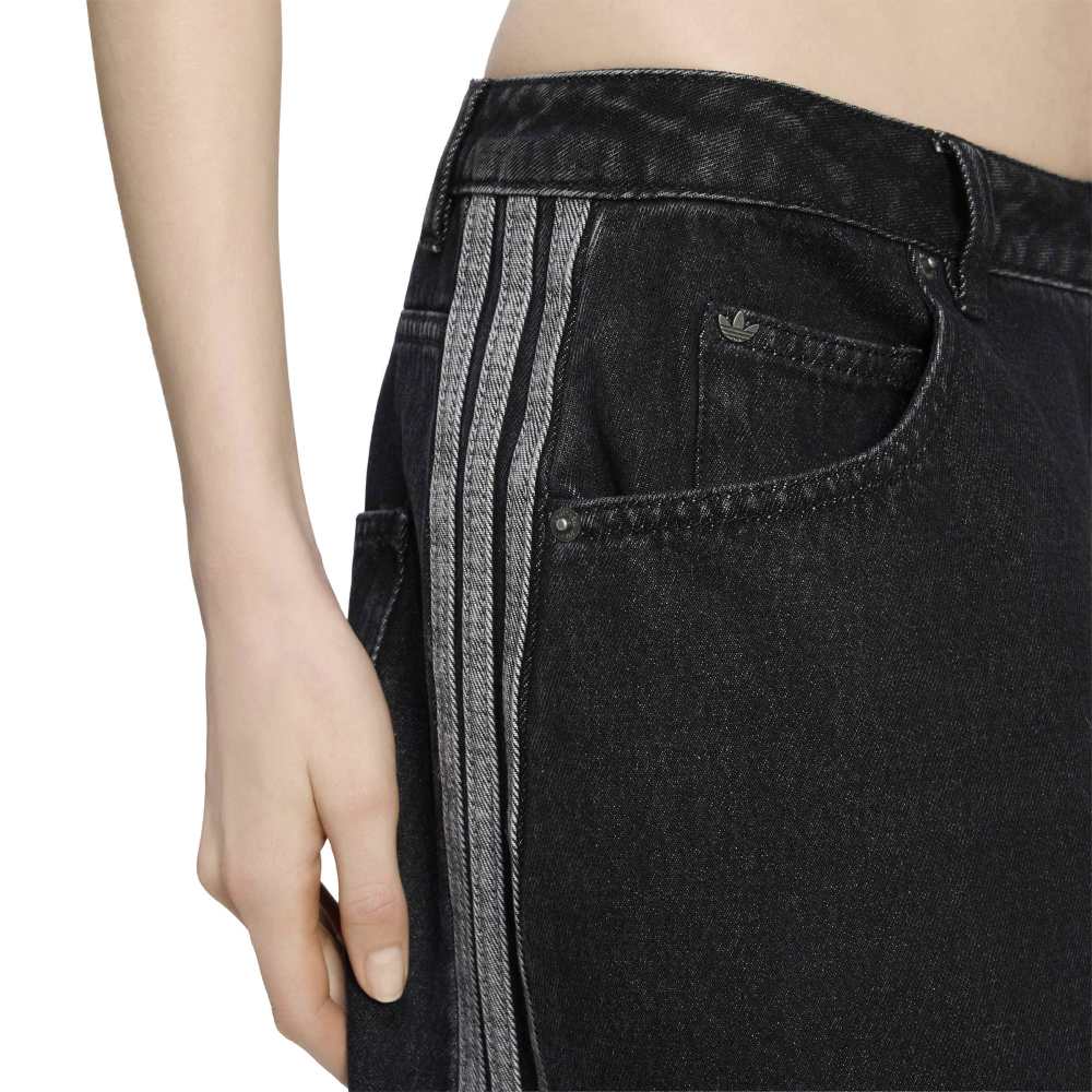 adidas Womens High Rise Barrel Leg Denim Pant - True Black Denim