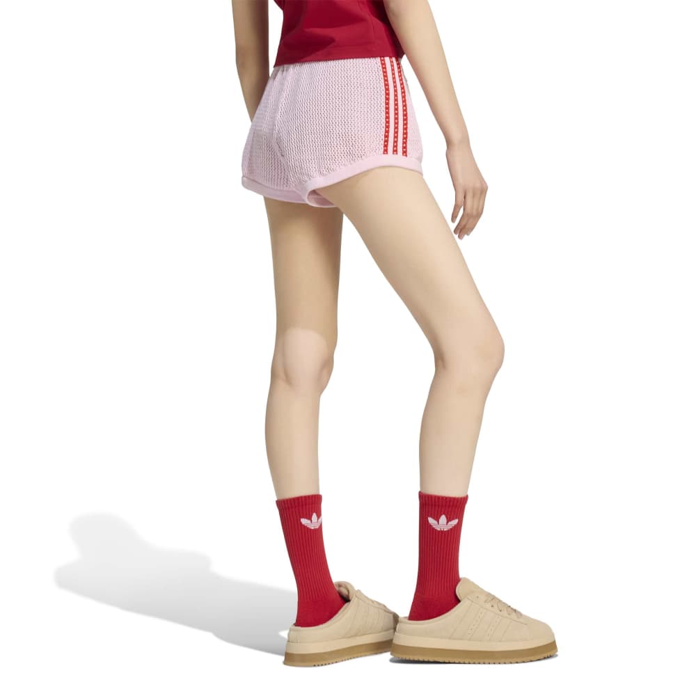 adidas Womens Knitted Crochet Short - Pink / Red
