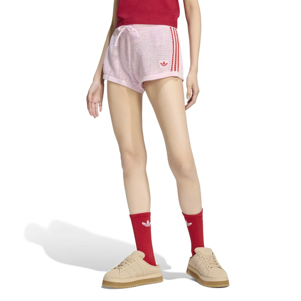 adidas Womens Knitted Crochet Short - Pink / Red