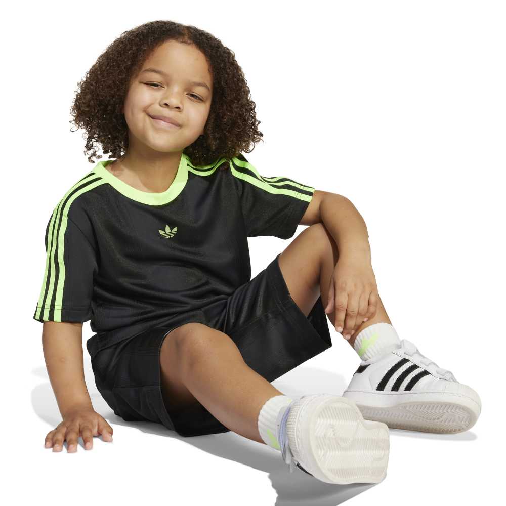 adidas Childrens Tee Set - Black / Signal Green