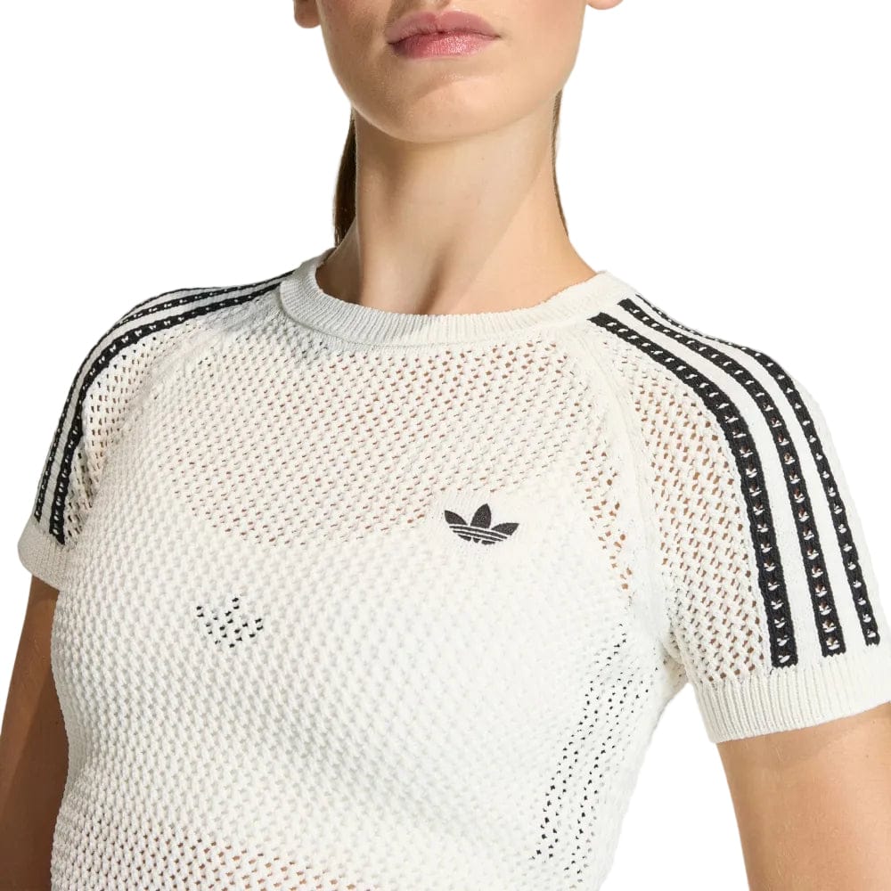 adidas Womens Crochet Tee - White