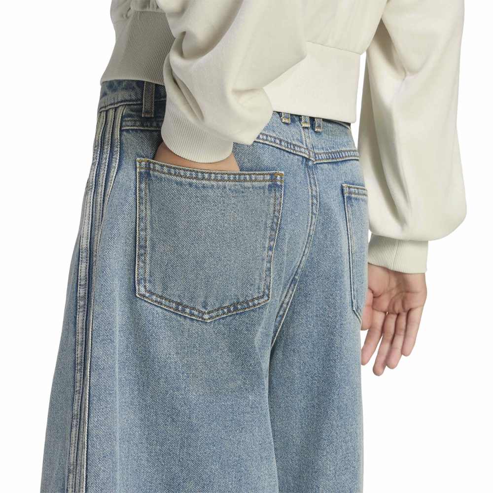 Adidas Womens Mid Rise Denim Jorts - Worn Blue Denim