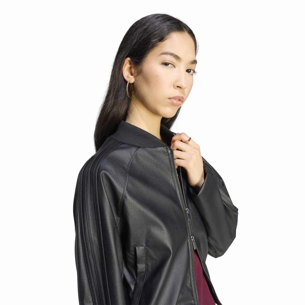 Adidas Womens Pleather SST Tracktop - Black / Maroon