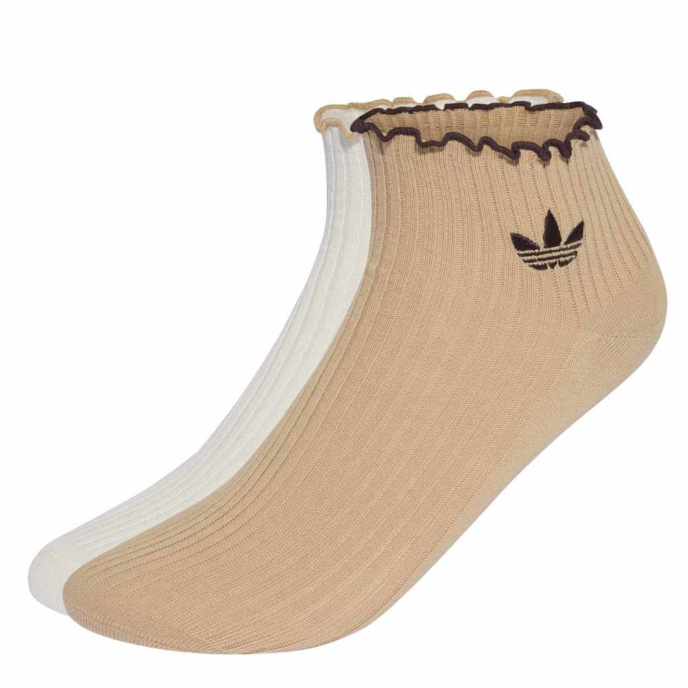Adidas Ruffle Quarter Socks 2 Pairs - Off White / Magic Beige / Aurora Coffee