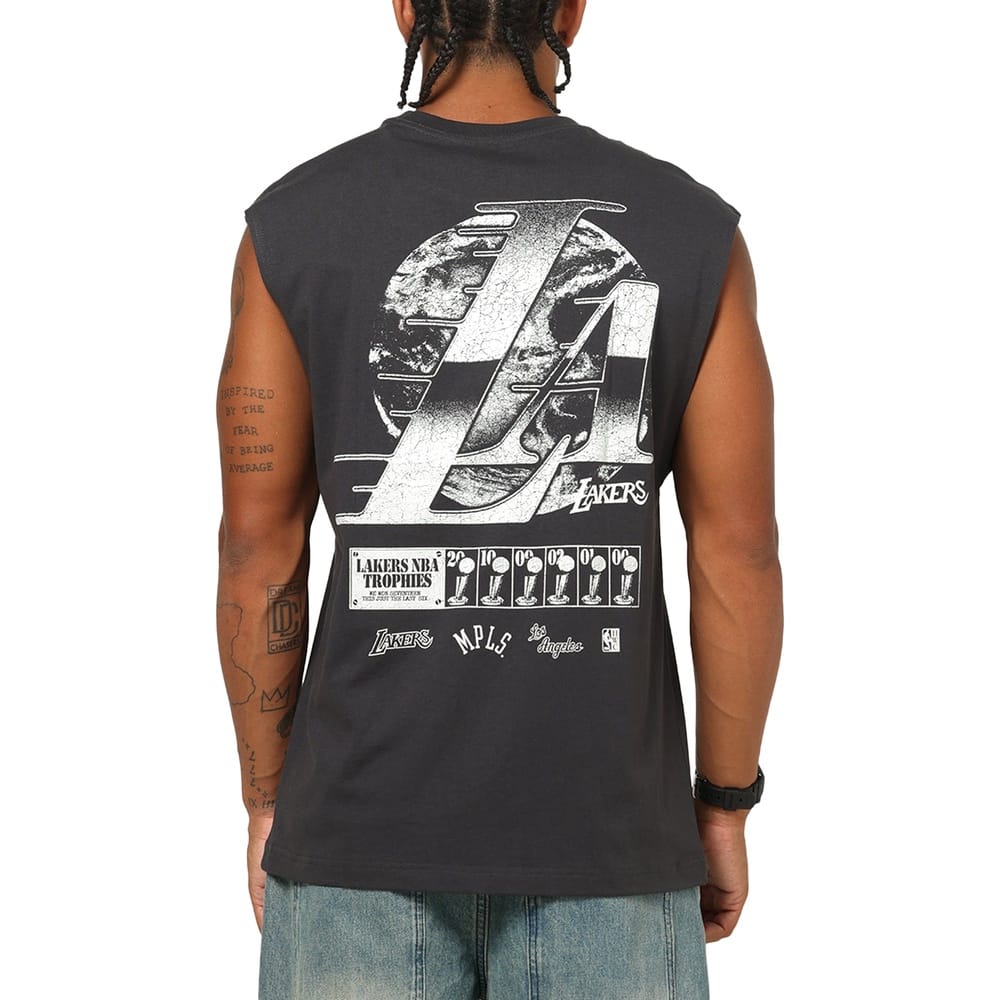 Mitchell & Ness Champ Chrome Muscle Tee Los Angeles Lakers - Washed Black