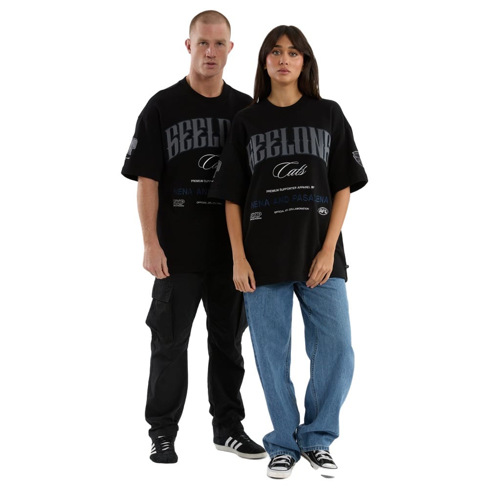NXP X AFL Geelong Game-On Loopbk Tee - Jet Black