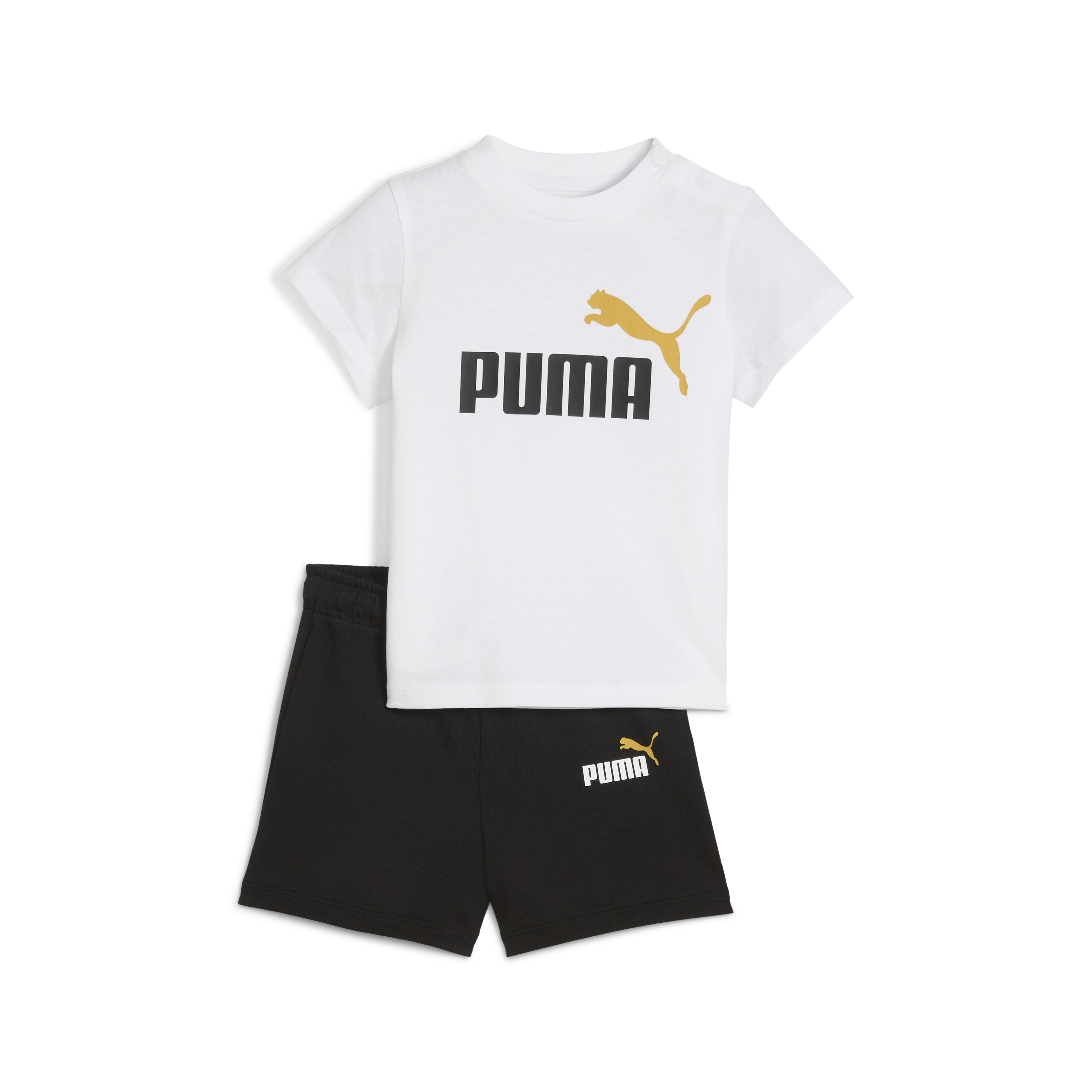 Puma Infants Essentials Tee & Shorts Set - White / Archive Gold