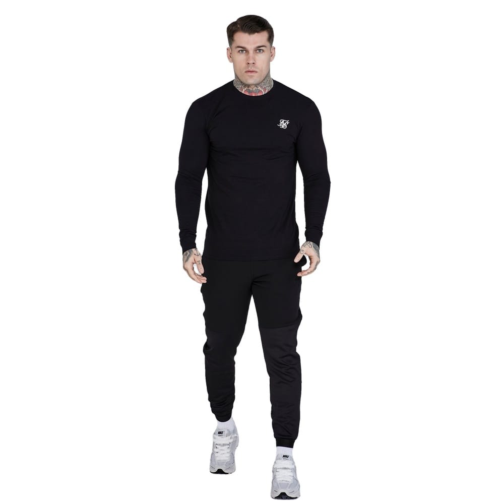 SikSilk Essentials Long-Sleeve Tee  - Black