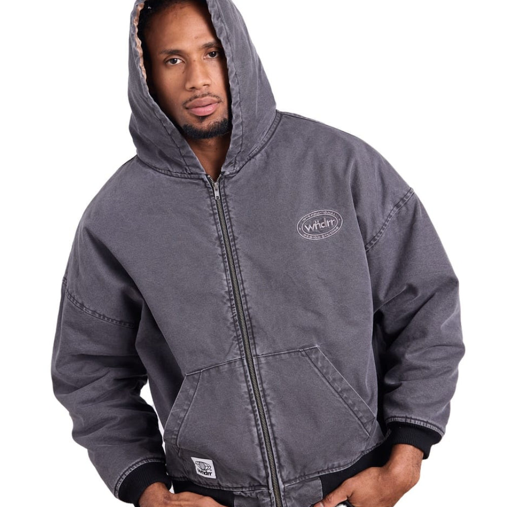 WNDRR Credit Hooded Work Jacket - Black Denim
