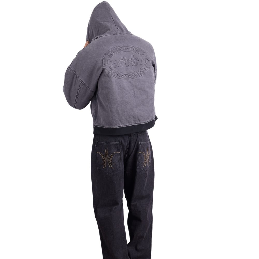 WNDRR Credit Hooded Work Jacket - Black Denim