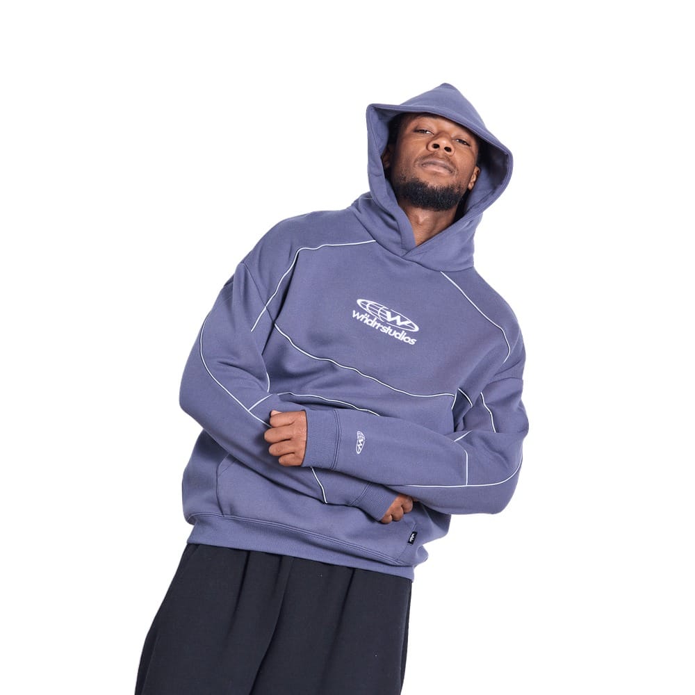 WNDRR Globe Panel Hood Sweat - Storm Blue