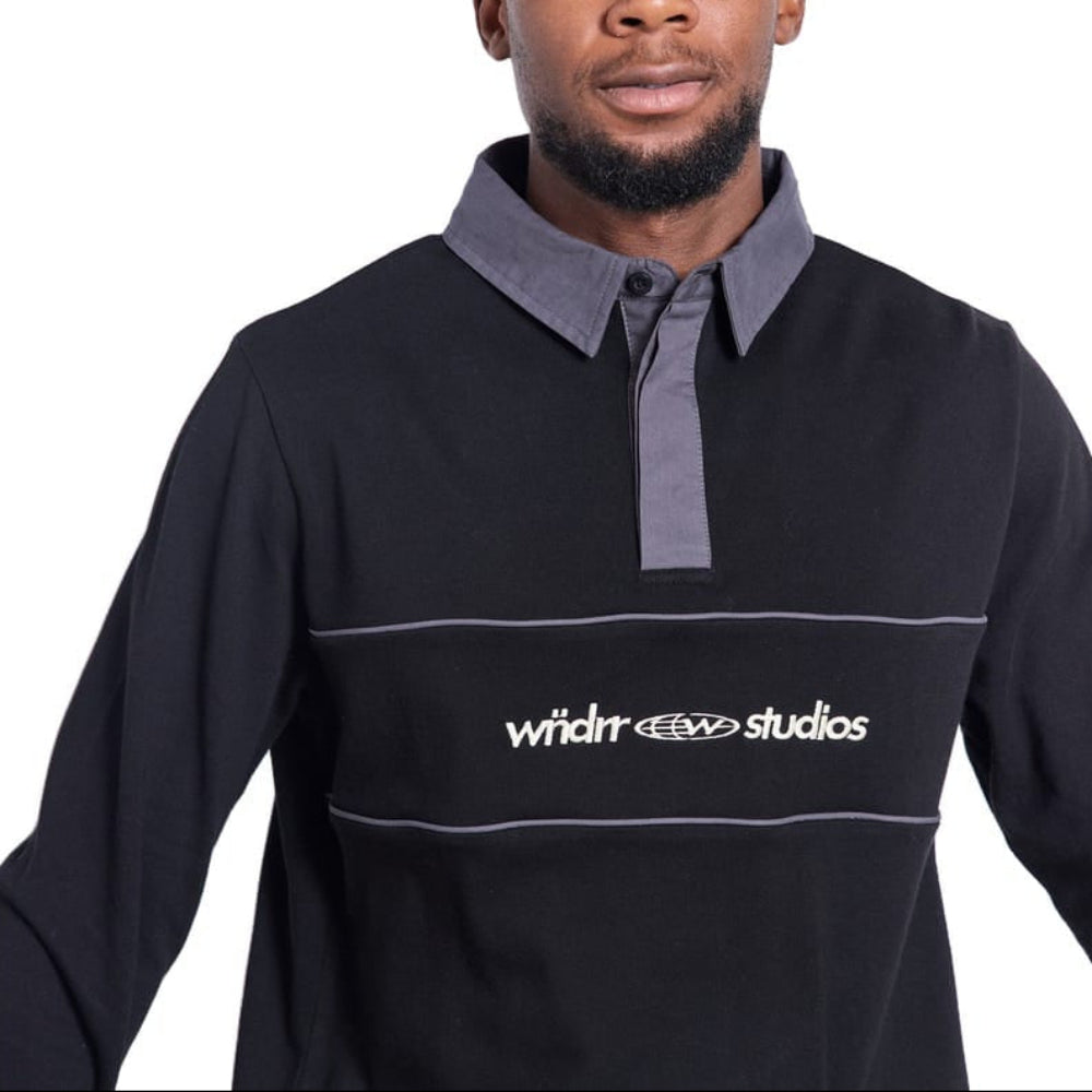 WNDRR Globe Rugby Polo - Black