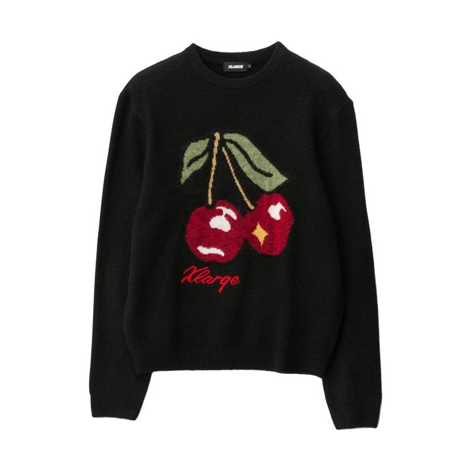 XLarge Cherry Knit Sweater - Black